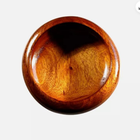 Vintage 6” Round Wood Bowl Mid Century Flat Rimmed Wooden Bowl Farmhouse - Picture 7 of 10